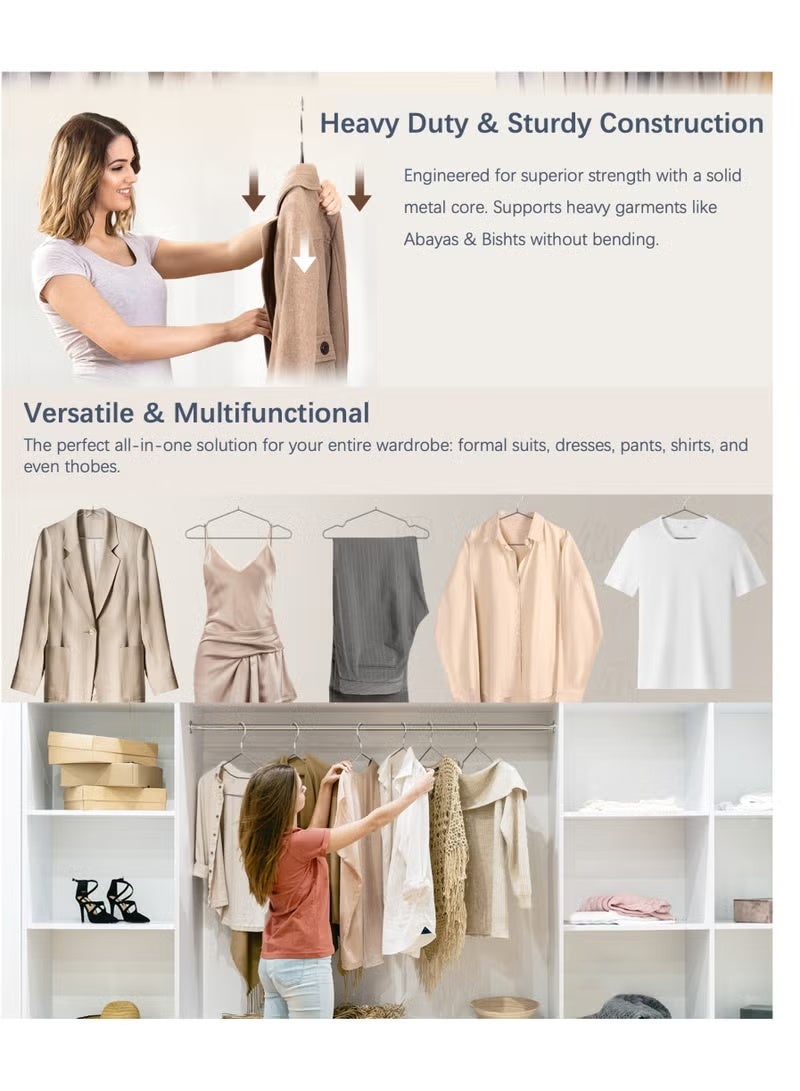 ZAYVA 100-Piece Non-Slip Hanger Set, Heavy Duty & Space Saving for Clothes - Beige - Image 2